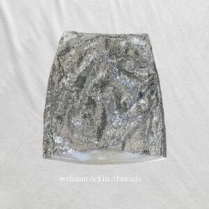 gold silver sparkle ruched skirt